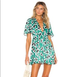 HOUSE OF HARLOW 1960 X Revolve Green Leopard Dawn Dress -Size Large